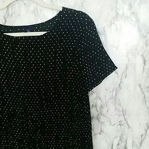 Black polka dot knife pleat top